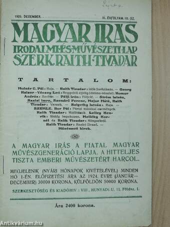 Magyar Irás 1923. december