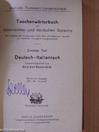 Taschenwörterbuch der italienischen und deutschen Sprache II.