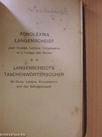 Taschenwörterbuch der französischen und deutschen Sprache I.