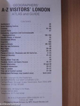 Geographers' A-Z visitors' London atlas and guide