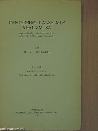 Canterbury-i Anselmus realizmusa I/1.