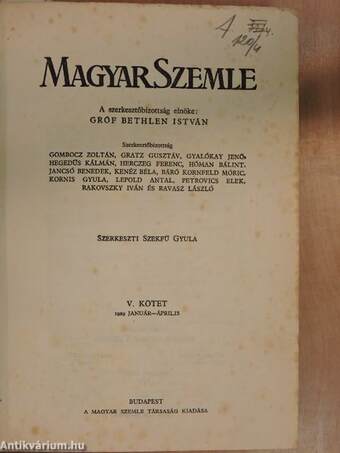 Magyar Szemle 1929. január-április