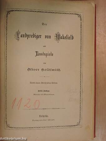 Der Landprediger von Wakefield/Die Mißverständnisse einer Nacht/Der gutmüthige Mann (gótbetűs)