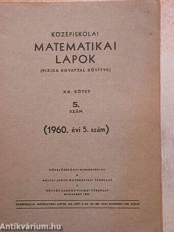 Középiskolai matematikai lapok 1960/5.