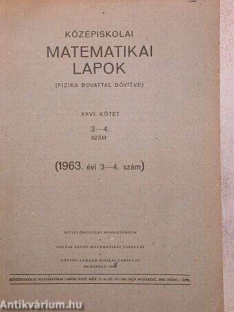 Középiskolai matematikai lapok 1963/3-4.