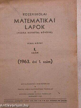 Középiskolai matematikai lapok 1963/1.