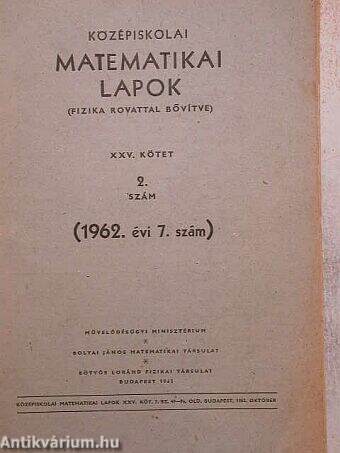 Középiskolai matematikai lapok 1962/7.