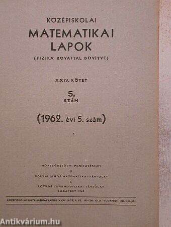 Középiskolai matematikai lapok 1962/5.