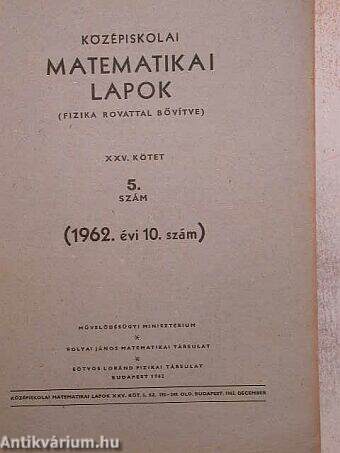 Középiskolai matematikai lapok 1962/10.