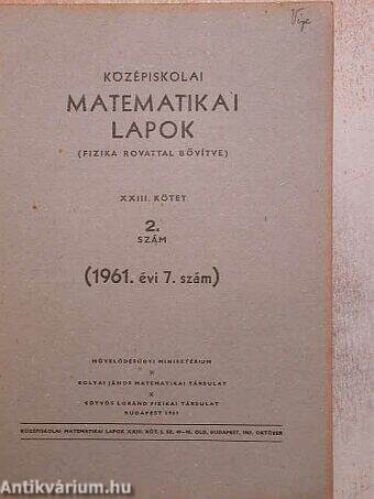 Középiskolai matematikai lapok 1961/7.