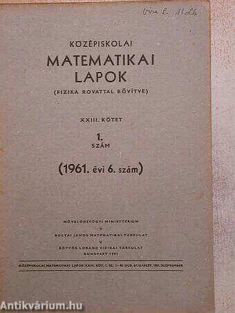 Középiskolai matematikai lapok 1961/6.