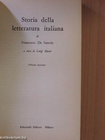 Storia della letteratura italiana II.