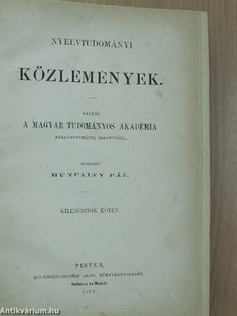 Nyelvtudományi közlemények IX./A' kondai vogul nyelv