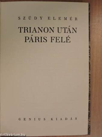 Trianon után Páris felé