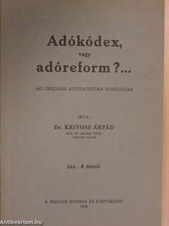 Adókodex, vagy adóreform?...