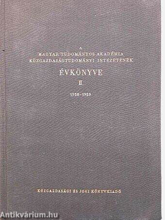 A Magyar Tudományos Akadémia Közgazdaságtudományi Intézetének Évkönyve II. (töredék)