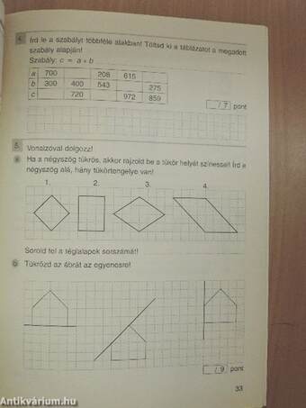 Felmérő feladatsorok - matematika 3. osztály