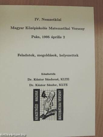 IV. Nemzetközi Magyar Középiskolás Matematikai Verseny