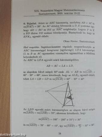 XIX. Nemzetközi Magyar Matematika Verseny