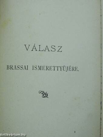 Szemere Miklós összegyüjtött munkái III./Nyilt levél Arany Jánoshoz/Válasz Brassai ismerettyüjére