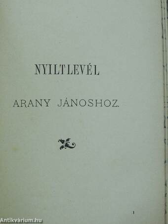 Szemere Miklós összegyüjtött munkái III./Nyilt levél Arany Jánoshoz/Válasz Brassai ismerettyüjére