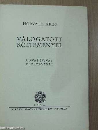 Horváth Ákos válogatott költeményei