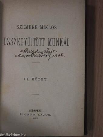 Szemere Miklós összegyüjtött munkái III./Nyilt levél Arany Jánoshoz/Válasz Brassai ismerettyüjére