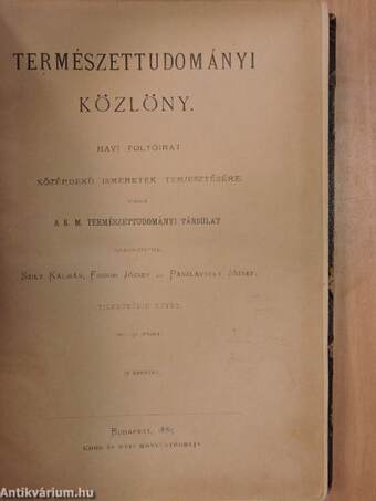 Természettudományi Közlöny 1883. január-december/Névjegyzék és tárgymutató a K. M. Természettudományi Társulat 1841-től-1883-ig megjelent folyóiratához