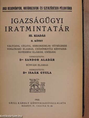 Igazságügyi iratmintatár II.