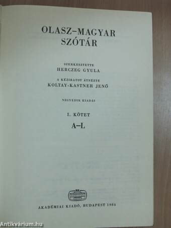 Olasz-magyar szótár I-II.