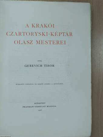 A krakói Czartoryski-képtár olasz mesterei