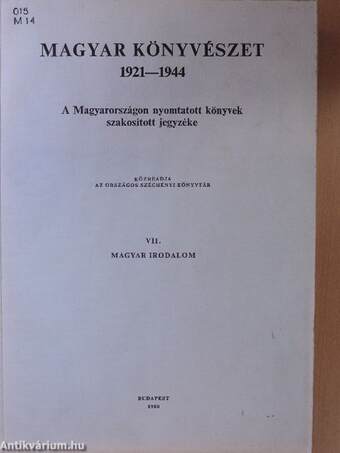 Magyar könyvészet 1921-1944 VII.