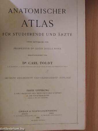 Anatomischer Atlas für Studierende und Ärzte I-VI.