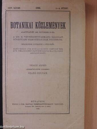 Botanikai közlemények 1928/1-4.