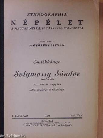 Ethnographia - Népélet 1939/3-4.