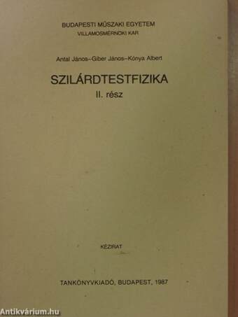 Szilárdtestfizika II.