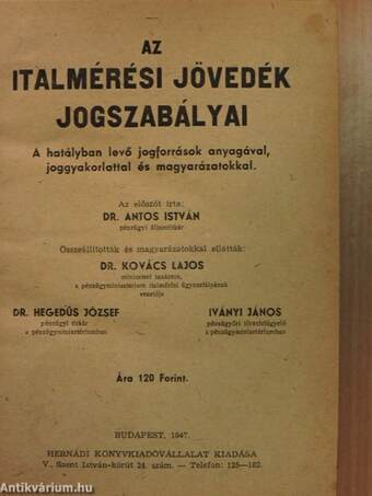 Az italmérési jövedék jogszabályai