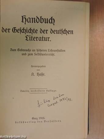 Handbuch der Geschichte der deutschen Literatur (gótbetűs)