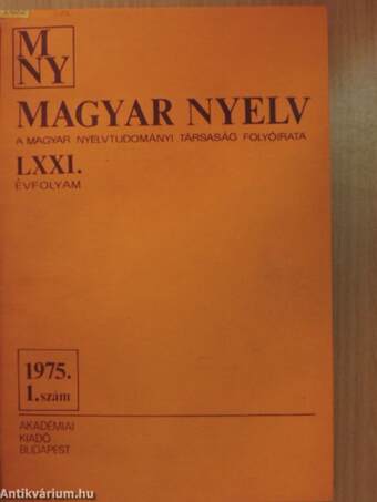 Magyar Nyelv 1975/1-4.