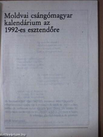 Moldvai csángómagyar kalendárium az 1992-es esztendőre