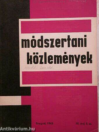 Módszertani közlemények 1963/3