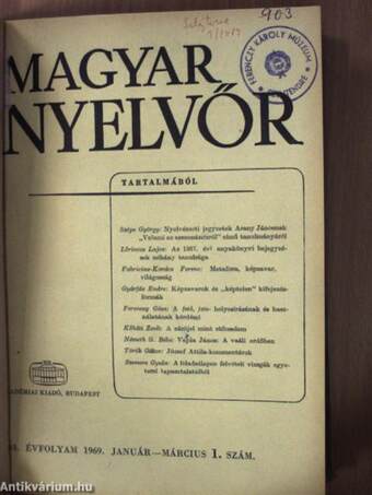 Magyar Nyelvőr 1969. január-december