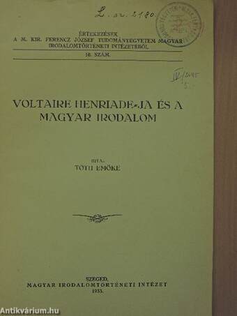 Voltaire Henriade-ja és a magyar irodalom