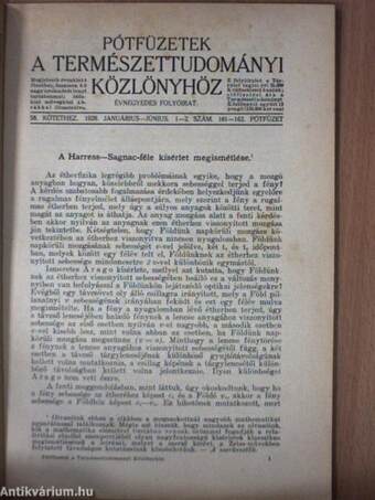 Természettudományi Közlöny 1926. január-december/Pótfüzetek a Természettudományi Közlönyhöz 1926. január-december