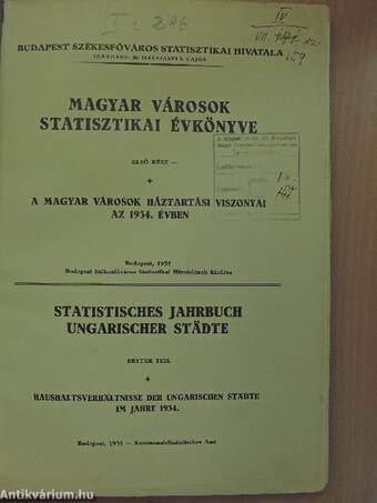 Magyar városok statisztikai évkönyve I.