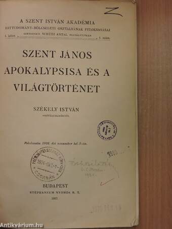 Szent János apokalypsisa és a világtörténet