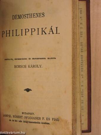 Római élet Cicero korában I-II./Deák Ferencz 1861-iki első felirati beszéde/Deák Ferenc második felirati beszéde/Demosthenes philippikái