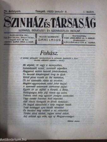 Szinház és Társaság 1919-1920. (nem teljes évfolyamok)