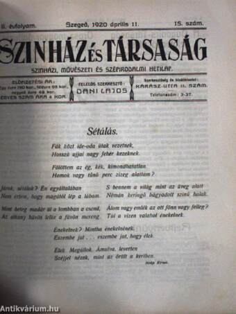 Szinház és Társaság 1919-1920. (nem teljes évfolyamok)