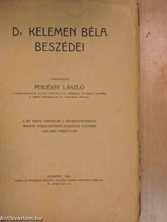 Dr. Kelemen Béla beszédei